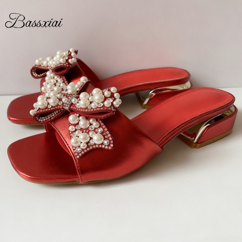 Butterfly Rubber Sheet - Dikişli Boncuklu Kristal Kelebek Düğümlü Terlikler